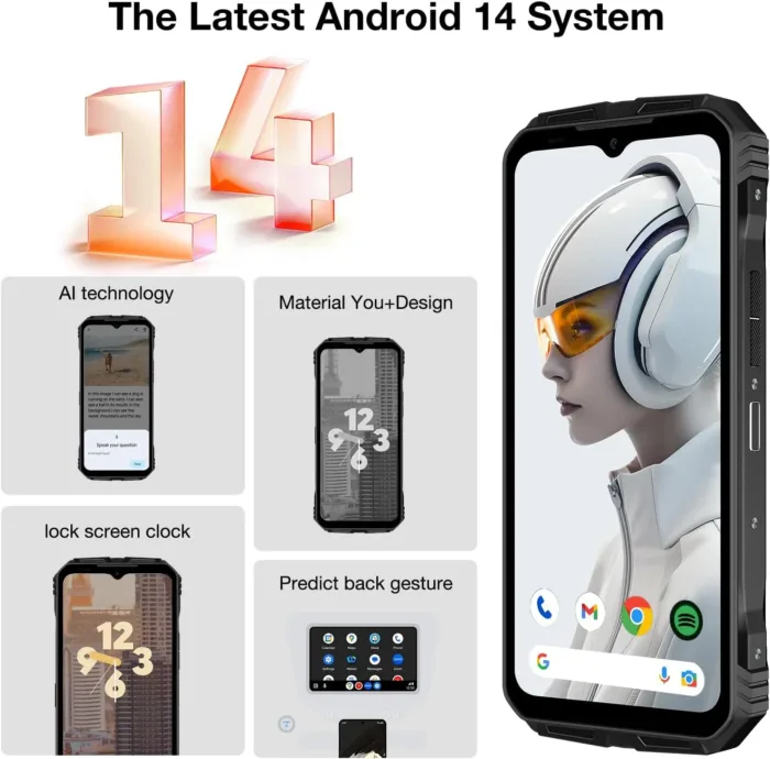 DOOGEE V MAX Plus Rugged Smartphone 5G,22000mAh 36GB+512GB Android 14 Rugged Phone,200MP+32MP+20MP Night Vision Rugged Cell Phone,6.58" FHD+120Hz IPS Screen,IP68/IP69K Waterproof Phone,NFC/OTG
