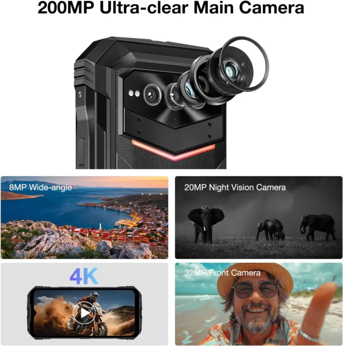 DOOGEE V MAX Plus Rugged Smartphone 5G,22000mAh 36GB+512GB Android 14 Rugged Phone,200MP+32MP+20MP Night Vision Rugged Cell Phone,6.58" FHD+120Hz IPS Screen,IP68/IP69K Waterproof Phone,NFC/OTG