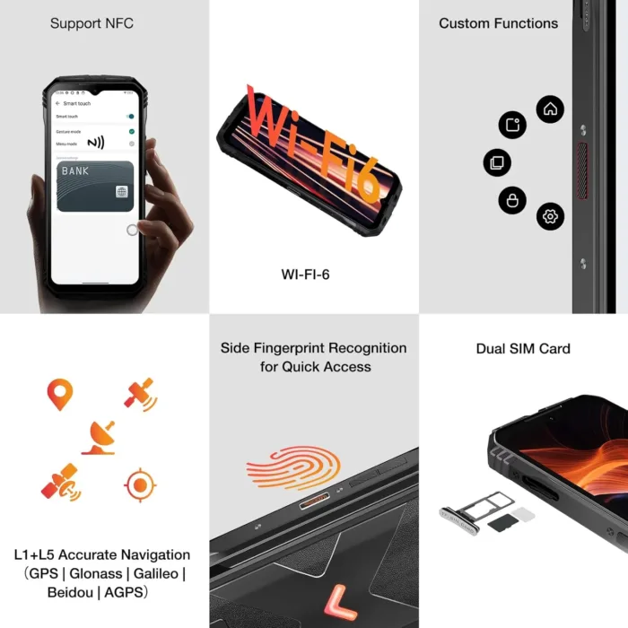 DOOGEE V MAX Plus Rugged Smartphone 5G,22000mAh 36GB+512GB Android 14 Rugged Phone,200MP+32MP+20MP Night Vision Rugged Cell Phone,6.58" FHD+120Hz IPS Screen,IP68/IP69K Waterproof Phone,NFC/OTG