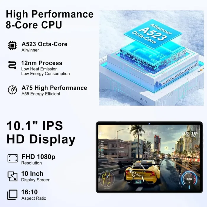 2025 Tablet Android 14 Tablets with 128GB ROM+18GB RAM, 1TB Expand, Powerful Octa-Core, WiFi 6, BT5.0, 6000mAh, Widevine L1, Black