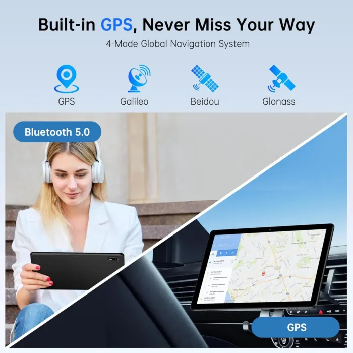Android 14 Tablet 10.1 Inch,4G SIM Unlocked, Quad-Core CPU 2.0GHz,3GB+32GB, TF Expandable, IPS Display, 5G WiFi, Bluetooth 5.0,5MP+8MP Dual Cameras,5000mAh, GPS, Google Kids Space，Black case
