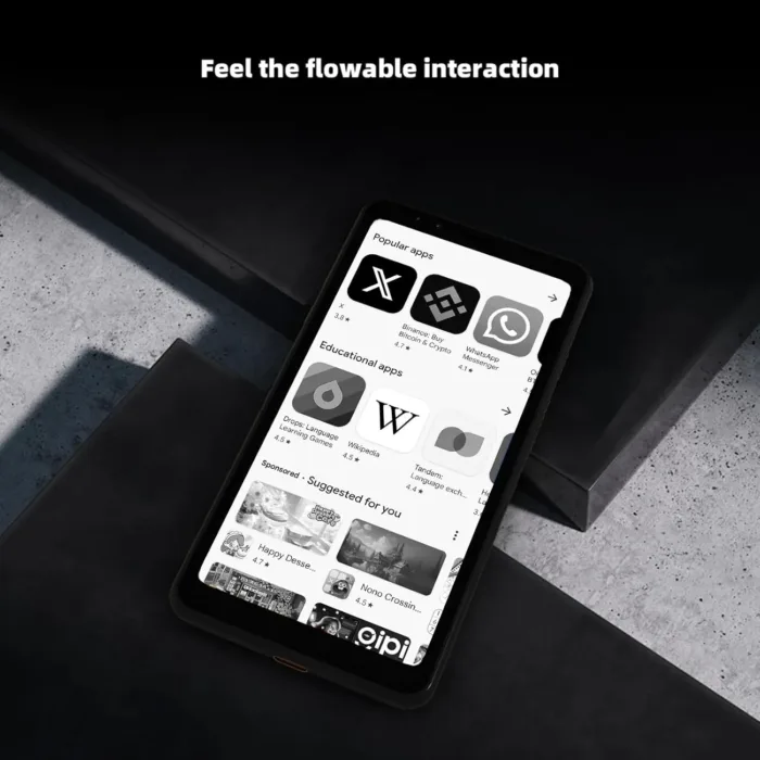 Bigme E-Ink Screen Mobile Hibreak, 6G+128GB Android 11 Smartphone, 36-Level Front Light, 3300mAh Battery, 5+13MP Camera - Black and White
