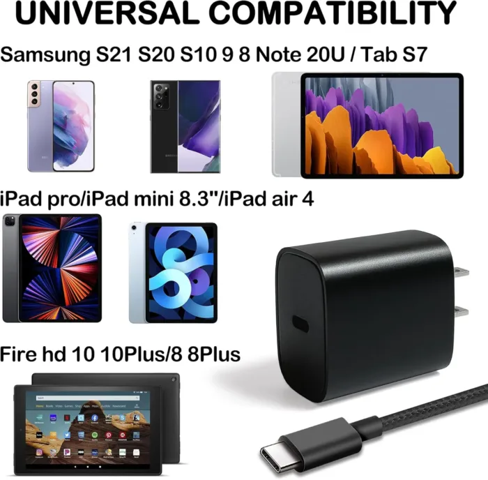 15W Fast Charger for Kindle Fire Tablet (9-13th) with 6.6Ft Type-C Cable for fire HD 8 10 11 Max(Plus/Kids/Kids Pro) All-New Kindle/Kids/Paperwhite/Scribe E-Reader(11th)