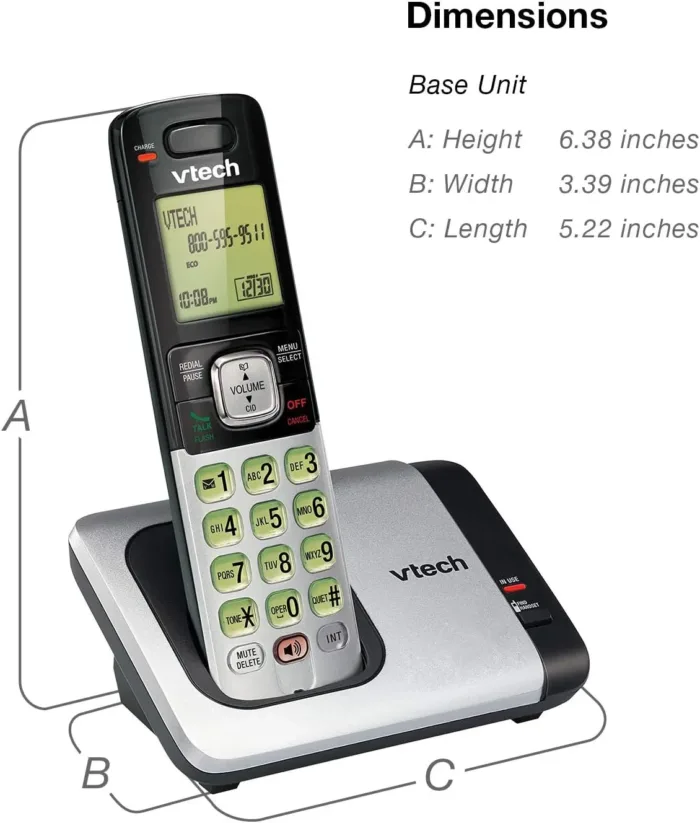 VTech CS6719-2 2-Handset Cordless Phone with Caller ID/Call Waiting, Handset Intercom & Backlit Display/Keypad, Silver - Image 10