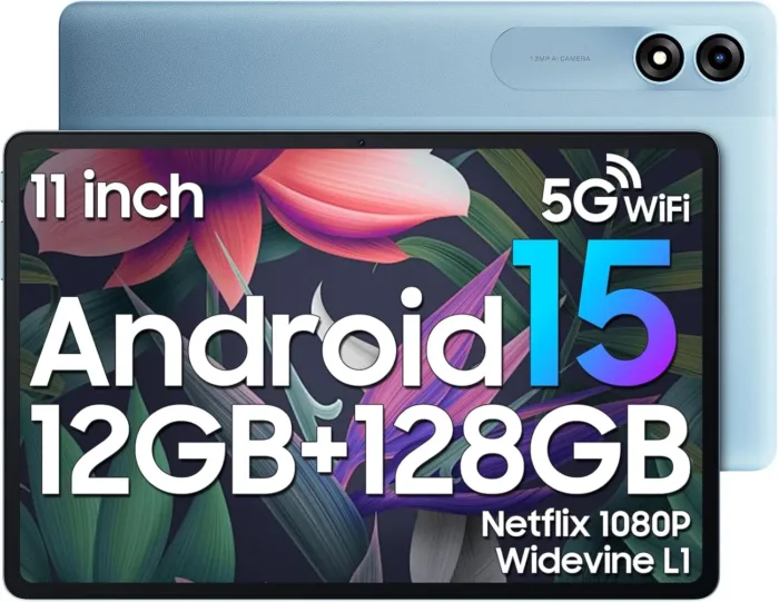 Blackview 2025 Android 15 Tablet 11 inch, Tab 90WiFi with 12GB+128GB Storage(Expand to 2TB), Unisoc T606 CPU, 8200mAh, IPS Display, Widevine L1, 5G WiFi Tablets, 13MP+8MP Camaras/Face ID, Blue