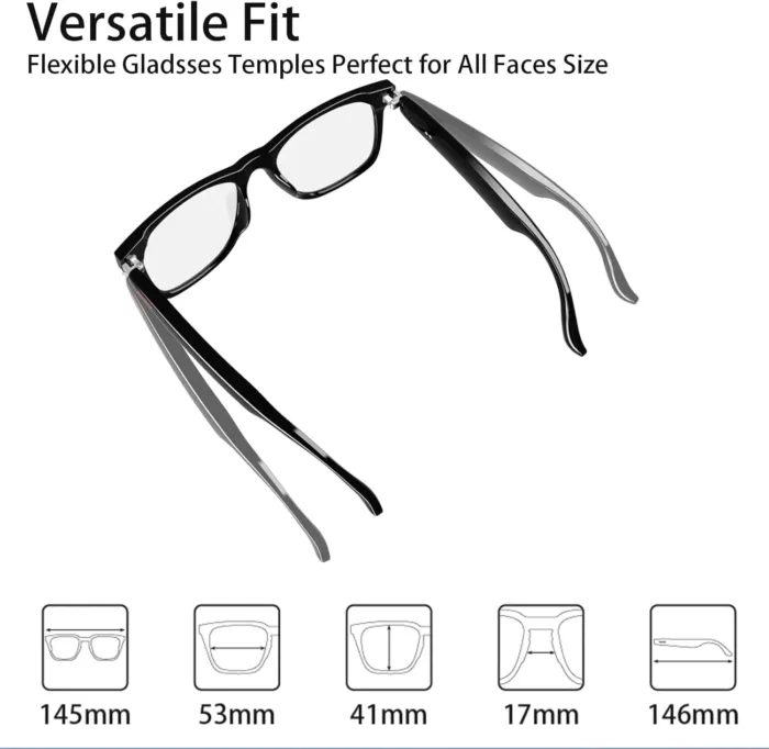 AI Translator Smart Glasses for Men Women, Bluetooth Audio Glasses with Photochromic Transition Lenses, Voice Assistant, Open Ear Lighweight Eyeware, Black