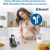 [New] VTech VG131-11 DECT 6.0 Cordless Phone - Bluetooth Connection, Blue-White Display, Big Buttons, Full Duplex, Caller ID, Easy Wall Mount, 1000ft Range (Black)
