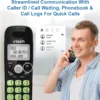 [New] VTech VG131-11 DECT 6.0 Cordless Phone - Bluetooth Connection, Blue-White Display, Big Buttons, Full Duplex, Caller ID, Easy Wall Mount, 1000ft Range (Black)