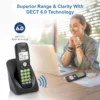[New] VTech VG131-11 DECT 6.0 Cordless Phone - Bluetooth Connection, Blue-White Display, Big Buttons, Full Duplex, Caller ID, Easy Wall Mount, 1000ft Range (Black)