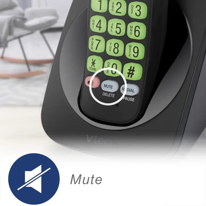 [New] VTech VG131-11 DECT 6.0 Cordless Phone - Bluetooth Connection, Blue-White Display, Big Buttons, Full Duplex, Caller ID, Easy Wall Mount, 1000ft Range (Black)