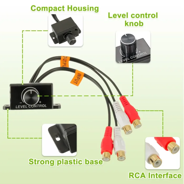 Universal Car RCA Amplifier Level Controller Car RCA Audio Bass Control Knob Sub Amp Volume Control Cable for Car Motorcycle Speakers Home Theater - Image 3