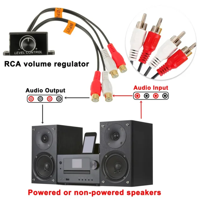 Universal Car RCA Amplifier Level Controller Car RCA Audio Bass Control Knob Sub Amp Volume Control Cable for Car Motorcycle Speakers Home Theater - Image 6
