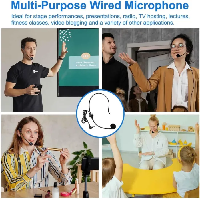 Hands Free Microphone Headset Mic,Flexible Wired Boom for Voice Amplifier, 3.5mm Connector Jack Headset Microphone for Singing,Speaking,Teachers,Coaches,Presentations, Seniors and More - Image 8