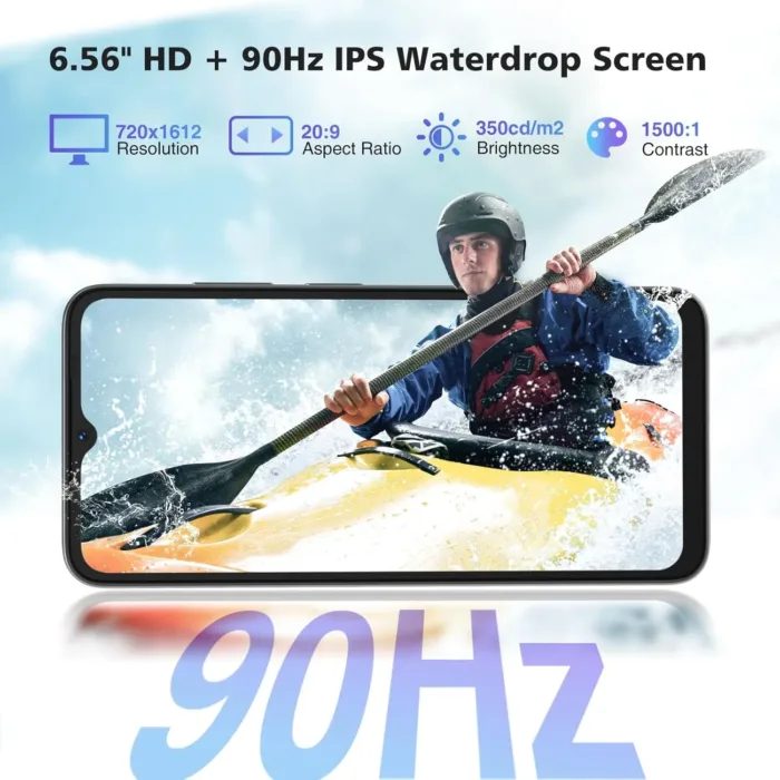 DOOGEE N55 Unlocked Cell Phone(2025), 9GB RAM+128GB ROM/1TB Android Phone, 90Hz+6.56" HD Android 14 Phone, 5150mAh, Octa Core, 13MP+8MP, 4G Dual SIM,Face Unlock,Widevine L1,OTG, T-Mobile(Natural)