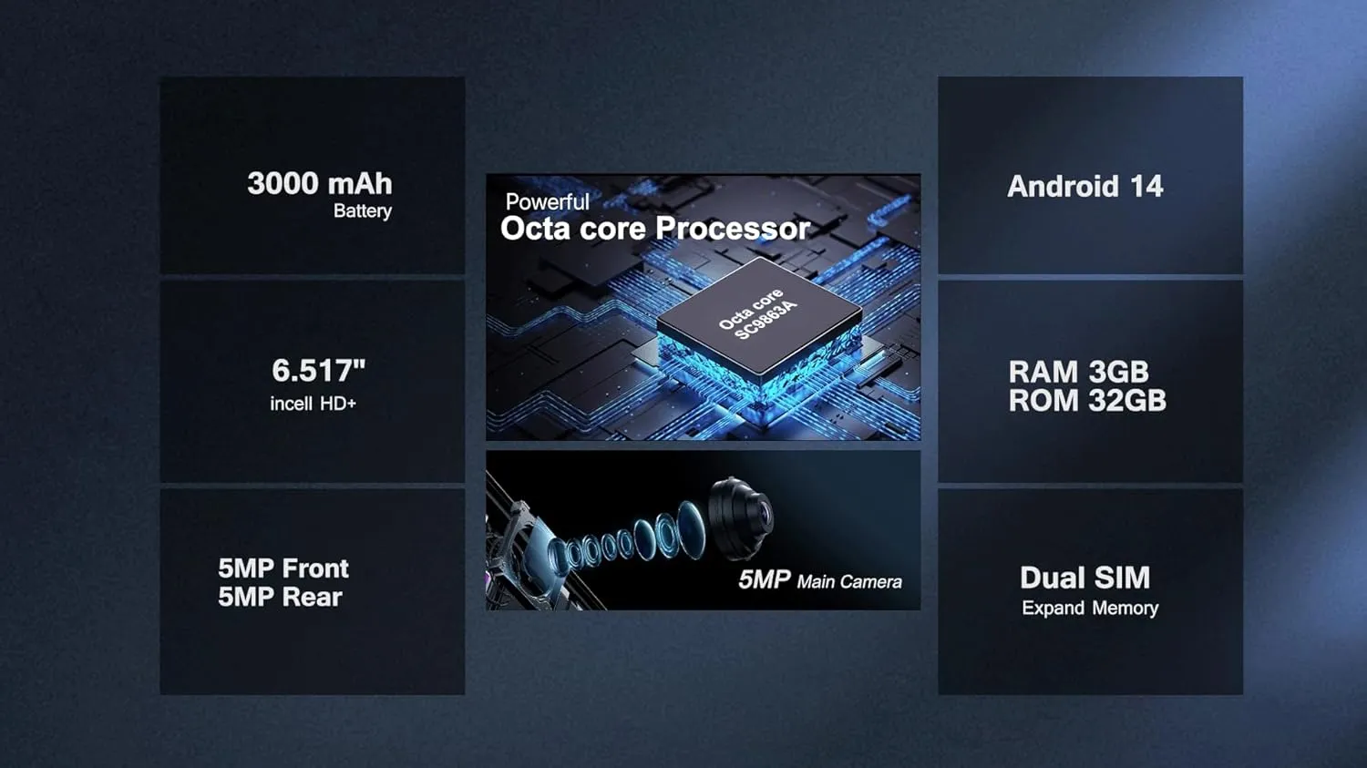 J24 Unlocked Smartphone, 6.5” HD+ Display, 4G LTE, Android 14, Octa-Core, 3GB RAM + 32GB Storage (Expandable 256GB), 3000mAh Battery, Dual SIM, Type-C, Includes Charger & Case - Image 9