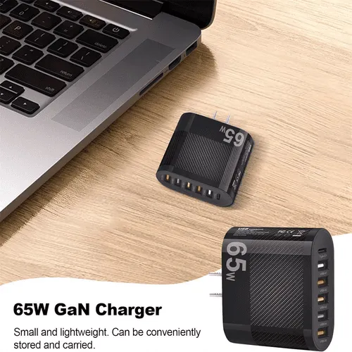 65W Super Fast Charge Wall Charger Adapter 5 USB Port + Type C Charger wholesale