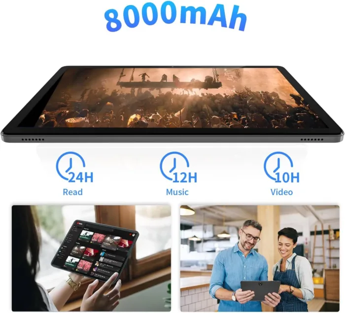 2025 Android 15 Tablet 11inch, 12GB+128GB+512GB, Support Face Unlock,18W Fast Charging with 8000mAh Large Battery,Dual WiFi6, Dual Camera,Octa-Core CPU, Bluetooth,HD Touchscreen Display