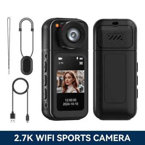2.7K Thumb WiFi Action Camera, Wearable Body Camera Hands-Free POV Recording