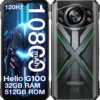 DOOGEE S Cyber Pro Rugged Phone, 10800mAh Android 14 Rugged Smartphone, 32GB+512GB, Helio G100 Octa Core Gaming Phones, 6.6" FHD+ 120Hz IPS Waterdrop Screen, 4G Dual SIM Mobile Phone, Green