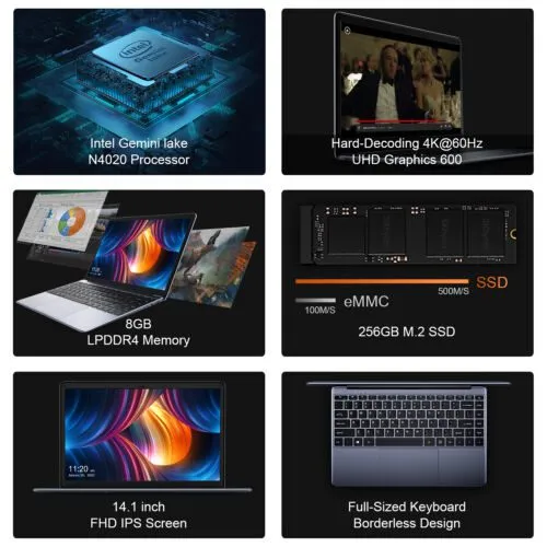 CHUWI- 13.3" Laptop - Intel Celeron 2.8GH- 8GB Memory - 256GB SSD-HDMI Gray