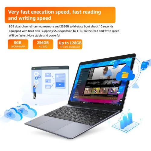 CHUWI- 13.3" Laptop - Intel Celeron 2.8GH- 8GB Memory - 256GB SSD-HDMI Gray