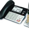 VTech VG208 DECT 6.0 Corded/Cordless Phone for Home with Answering Machine, Call Blocking, Caller ID, Large Backlit Display, Duplex Speakerphone, Intercom, Line-Power(Silver/Black)