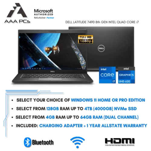 Dell 14" FHD Laptop Intel Quad Core i7 4.20GHz 64GB RAM 4TB SSD Windows 11 Pro