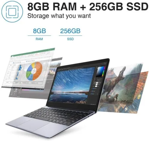 CHUWI 14.1'' Laptop Computer PC Windows 10 Home PC 2.7GHz 8GB 256GB HD WIFI