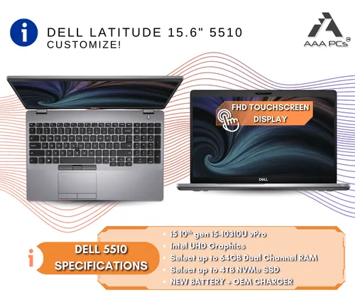 Dell 15.6" Touchscreen Laptop Windows 11 Intel Core i5 4.40 GHz 64GB RAM 4TB SSD
