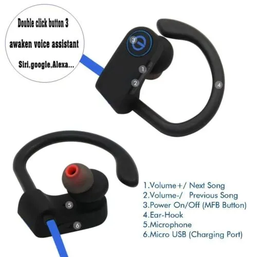 Waterproof Bluetooth 5.0 Earbuds Stereo Sport Wireless Headphones in Ear Headset