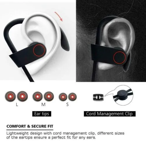 Waterproof Bluetooth 5.0 Earbuds Stereo Sport Wireless Headphones in Ear Headset