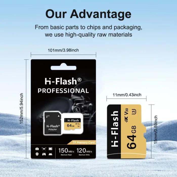 64GB SD Card 2 Pack Adapter, 128GB Memory Card High Speed Up to 150MB/s, A1 V30 U3 4K C10 TF Card for Tablet/Mobile Phone/Camera/Car Audio/Game Console