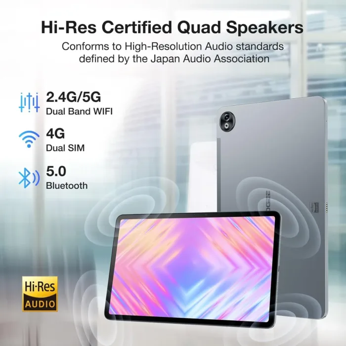 DOOGEE T20 Ultra Tablet 12 Inch, 10800mAh, 32GB+256GB ROM/2TB TF, Helio G99 Octa-Core Android Gaming Tablet, 2.4K Android Tablet, 16MP Camera, 4 Hi-Res Speakers, 5G WiFi/GMS/GPS/Widevine L1 - Black