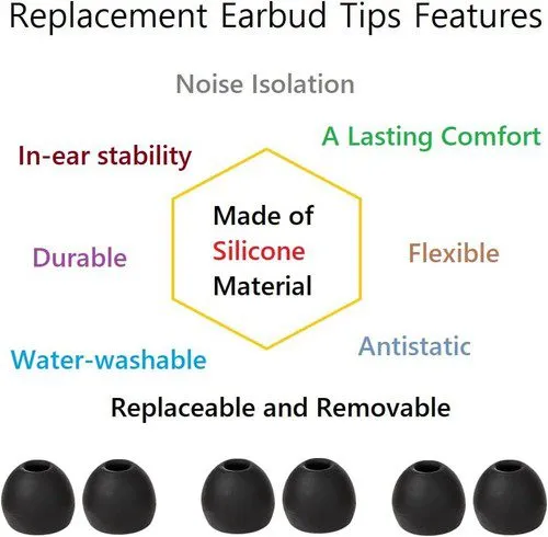 20 Pcs Universal Premium Ear Tips Silicone Replacement Earbud Earbuds