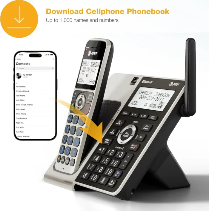 AT&T Cordless Phone 5 Handset with Bluetooth, Landline Phones for Home, Answering System, Smart Call Blocker, DECT 6.0 Extended Range, 2" Backlit Screen, Lighted Keypad with Big Buttons, BL3107-5 - Image 6