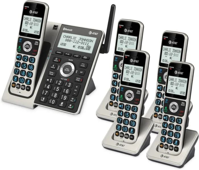 AT&T Cordless Phone 5 Handset with Bluetooth, Landline Phones for Home, Answering System, Smart Call Blocker, DECT 6.0 Extended Range, 2" Backlit Screen, Lighted Keypad with Big Buttons, BL3107-5 - Image 14