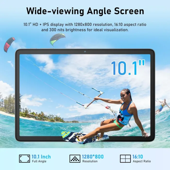 Blackview 10 inch Android Tablet, 2025 Android 14 Tablet with 12(4+8) GB+128GB 2TB Expand, Dual Speakers and Camera, BT5.3, WiFi 6, Google GMS, 2.0GHz CPU, Support Widevine L1, PC Mode,Blue