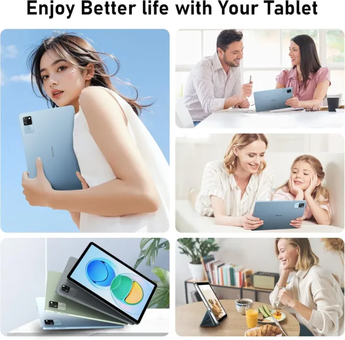 Blackview 10 inch Android Tablet, 2025 Android 14 Tablet with 12(4+8) GB+128GB 2TB Expand, Dual Speakers and Camera, BT5.3, WiFi 6, Google GMS, 2.0GHz CPU, Support Widevine L1, PC Mode,Blue