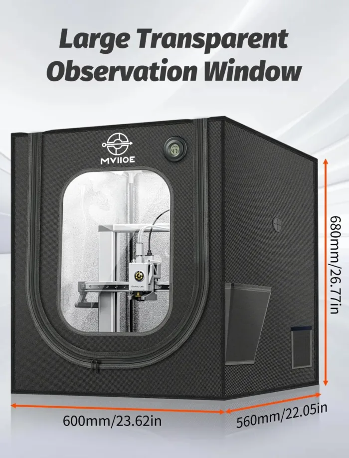 3D Printer Enclosure with LED Light for Bambu Lab A1/A1 Mini, Fireproof Waterproof Dustproof Tent Noise Reduction Constant Temperature Protective 3D Printer Cover, 680x600x560MM