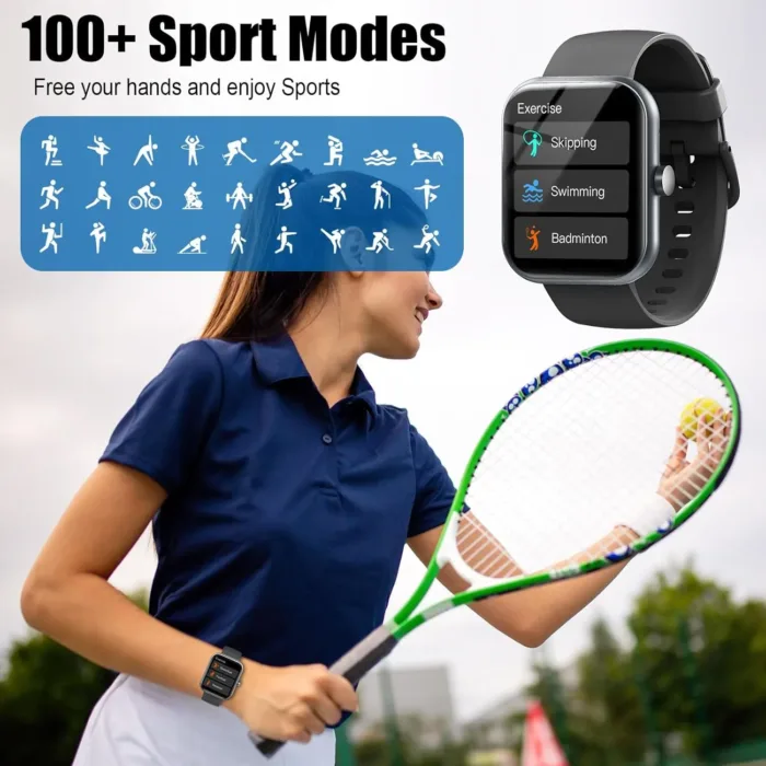 Smart Watch for Men Women, 1.96" Fitness Tracker Running Watch (Answer/Make Call), IP68 Waterproof, Pedometer, Sleep/Step/Heart Rate Monitor/Activity, 110+ Sport Modes Smartwatch for Adroid iOS Phone - Image 6