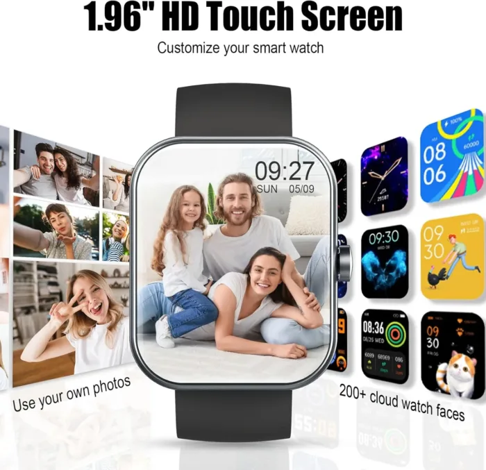 Smart Watch for Men Women, 1.96" Fitness Tracker Running Watch (Answer/Make Call), IP68 Waterproof, Pedometer, Sleep/Step/Heart Rate Monitor/Activity, 110+ Sport Modes Smartwatch for Adroid iOS Phone - Image 7