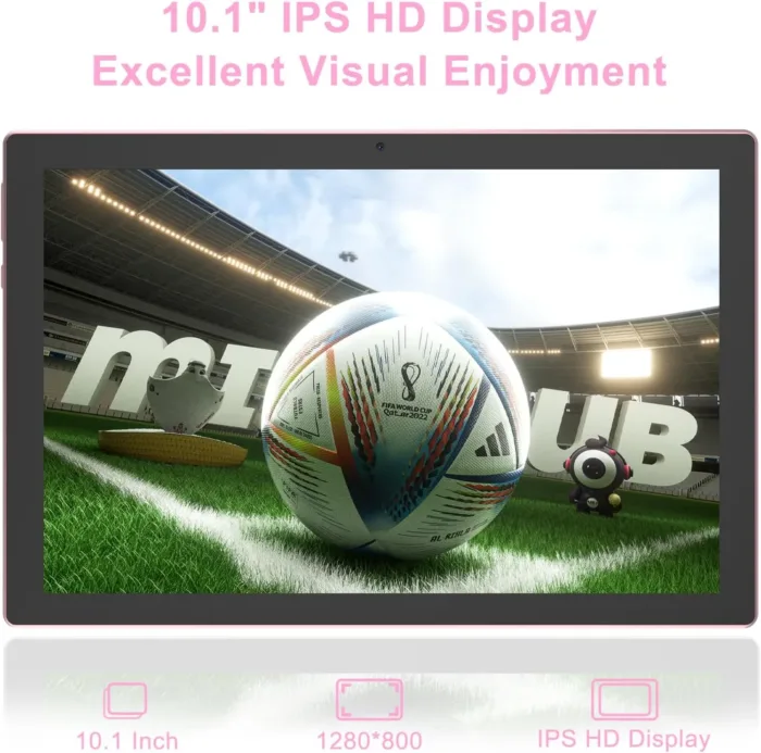Android 15 Tablet 10 inch Tablets with Case, 10GB RAM + 64GB ROM (Expand to 1TB), Quad Core Processor Tablets, 5G WiFi 6, BT5.0, 1280x800 HD Screen, 6000mAh, Dual Camera, GMS, Widevine L1, Pink