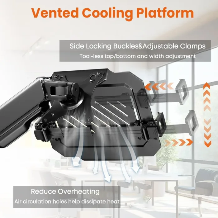 2-in-1 Laptop Wall Mount with Detachable Tray | Gas Spring Adjustable Arm for 12-17 Inch Laptops & Monitors | Full Motion Articulating Stand | Holds 2.2-19.8 lbs (Black)