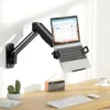 2-in-1 Laptop Wall Mount with Detachable Tray | Gas Spring Adjustable Arm for 12-17 Inch Laptops & Monitors | Full Motion Articulating Stand | Holds 2.2-19.8 lbs (Black)