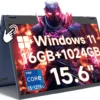 2 in 1 Laptop Convertible 15.6 Inch (16GB RAM, 1TB SSD), i3-1215U 6-Core Processor(Up to 4.4Ghz), FHD IPS Touch Screen Laptop Computer 360°, Bluetooth, WiFi 2.4G+5G, Webcam, USB 3.0, Type C