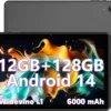 2024 Tablet 10 Inch Android 14 Tablets, 12GB RAM+128GB ROM(Expand to 1TB), Octa Core 1280 * 800 IPS HD Display Android Tablet, Unisoc A523 CPU, 5G/2.4G WiFi, Dual 5MP+8MP Camera,(Gray)