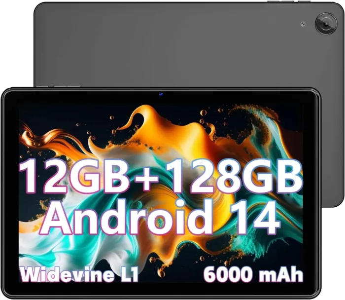 2024 Tablet 10 Inch Android 14 Tablets, 12GB RAM+128GB ROM(Expand to 1TB), Octa Core 1280 * 800 IPS HD Display Android Tablet, Unisoc A523 CPU, 5G/2.4G WiFi, Dual 5MP+8MP Camera,(Gray)