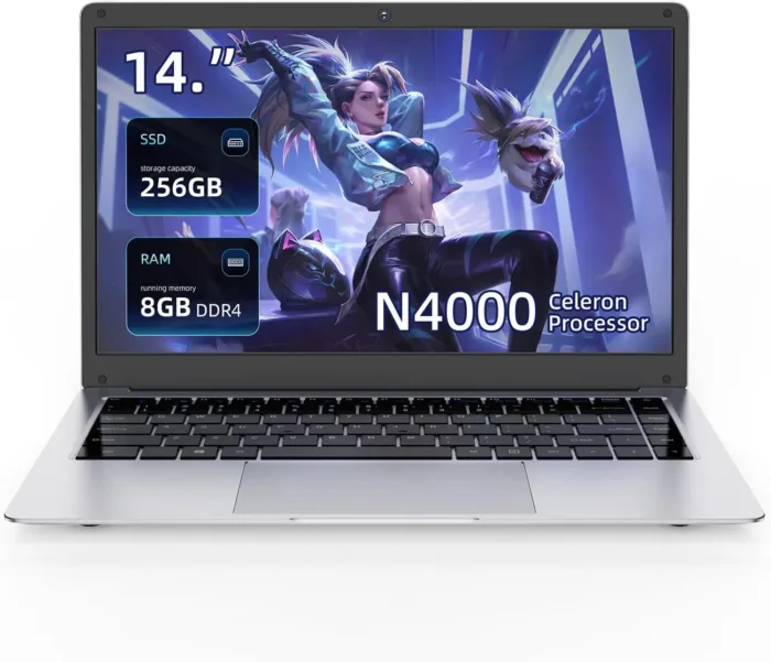 2025 Laptop,14'' Windows Laptop,Computer laptops,Celeron N4000 Processor, 8 GB RAM, 256 GB Storage,14-inch HD Display, Windows 11, Laptop for Business, Office or Student use (Z141-N4000-silver-8+256)