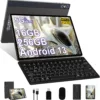 2025 Tablet 11 Inch Screen 2K Tablet Octa-Core 2.0 GHz,16GB RAM+256GB ROM+TF 1TB /2000 * 1200 Pixel/8MP+20MP+2MP Macro/10000 mAh/5G WiFi Metal Cover with Mouse Keyboard Brown