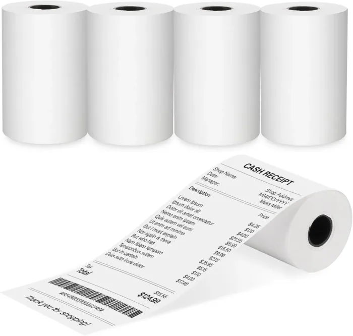(5 Rolls) 2 1/4 x 50 Thermal Receipt Paper Rolls, POS Cash Register Paper Rolls, BPA Free 2.25x50ft Long Per Thermal Paper Receipt